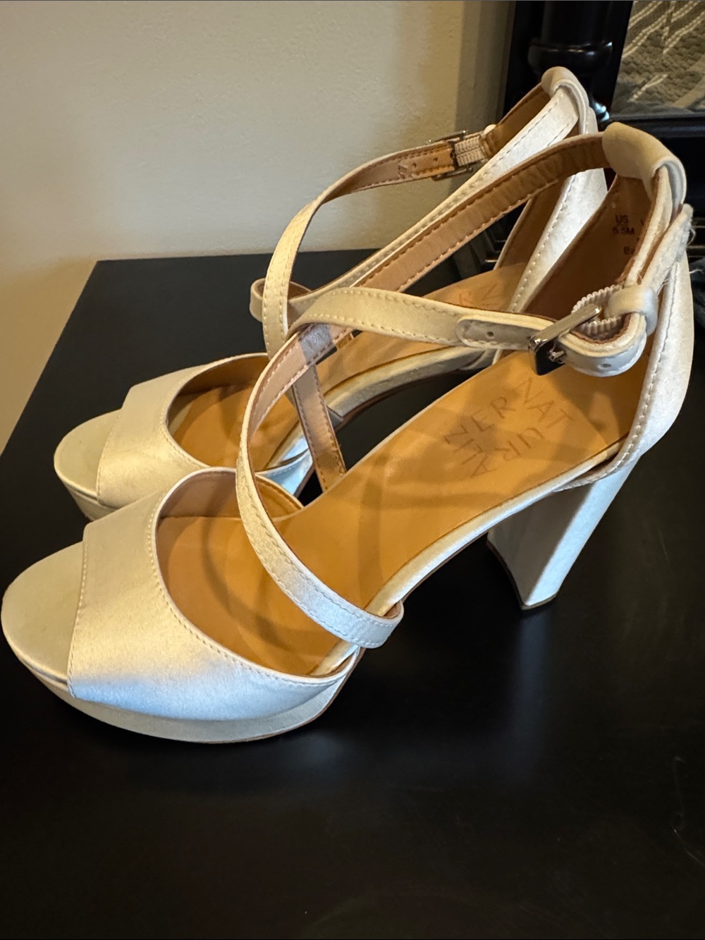 Naturalizer Ivory Strappy Open-Toe Block Heels - Picture 2 of 5